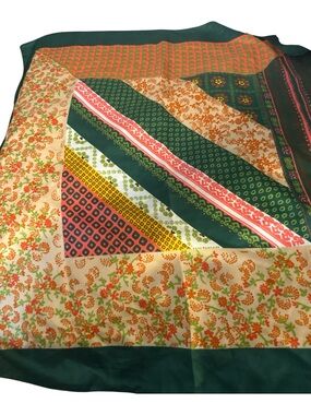 Green Multicolor Floral Patchwork Scarf - Unbranded made in Italy 100 poly nice